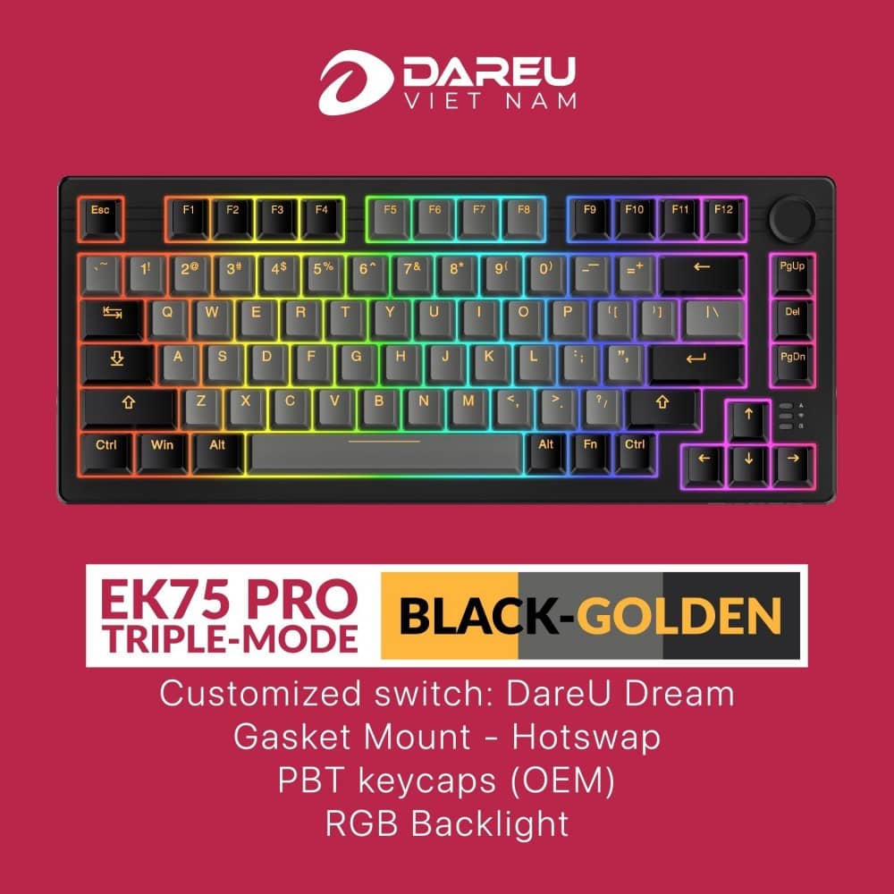 Bàn phím cơ Gaming DAREU EK75 PRO Black Golden 1