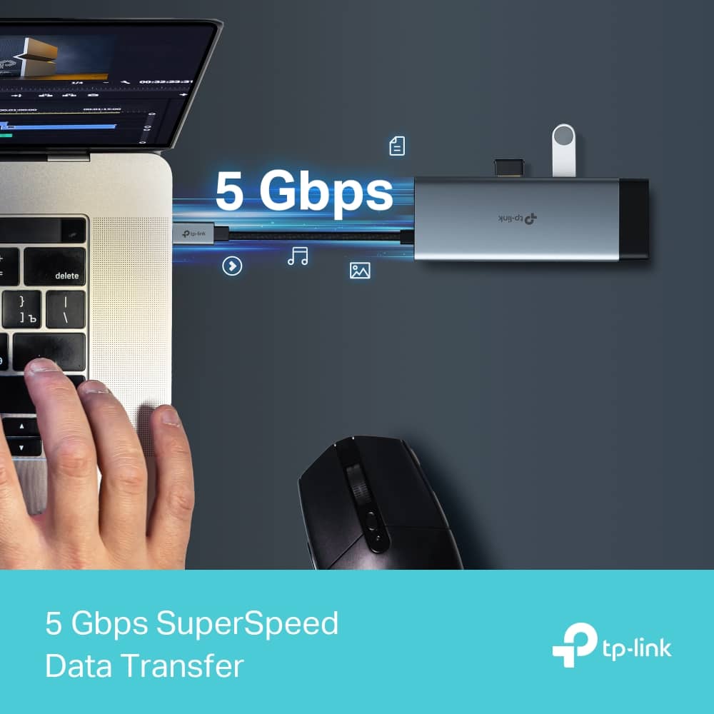 Bộ chuyển đổi Hub USB Type C 6 Cổng TP-Link UH6120C 3