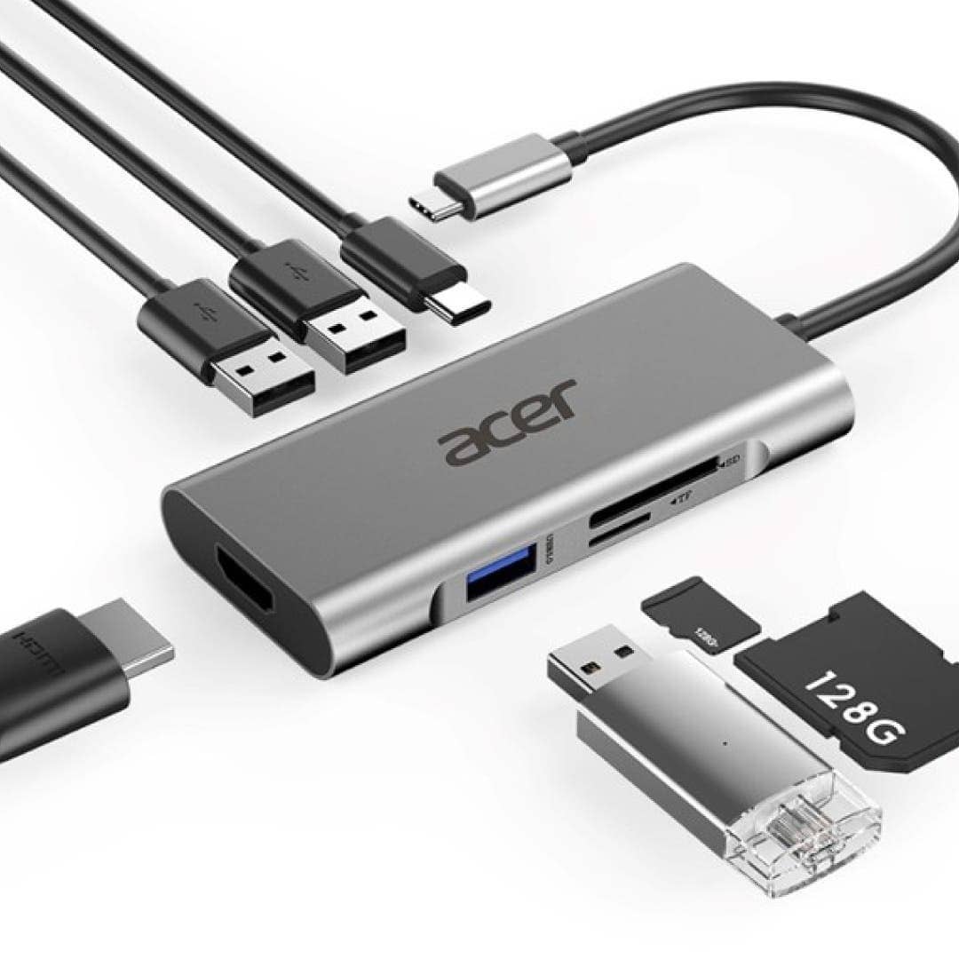 Bộ chuyển đổi 7 trong 1 Acer mini dock ZL.DCK11.023 (từ usb type c sang hdmi + usb 3.0 + sd + micro sd + pd) 1