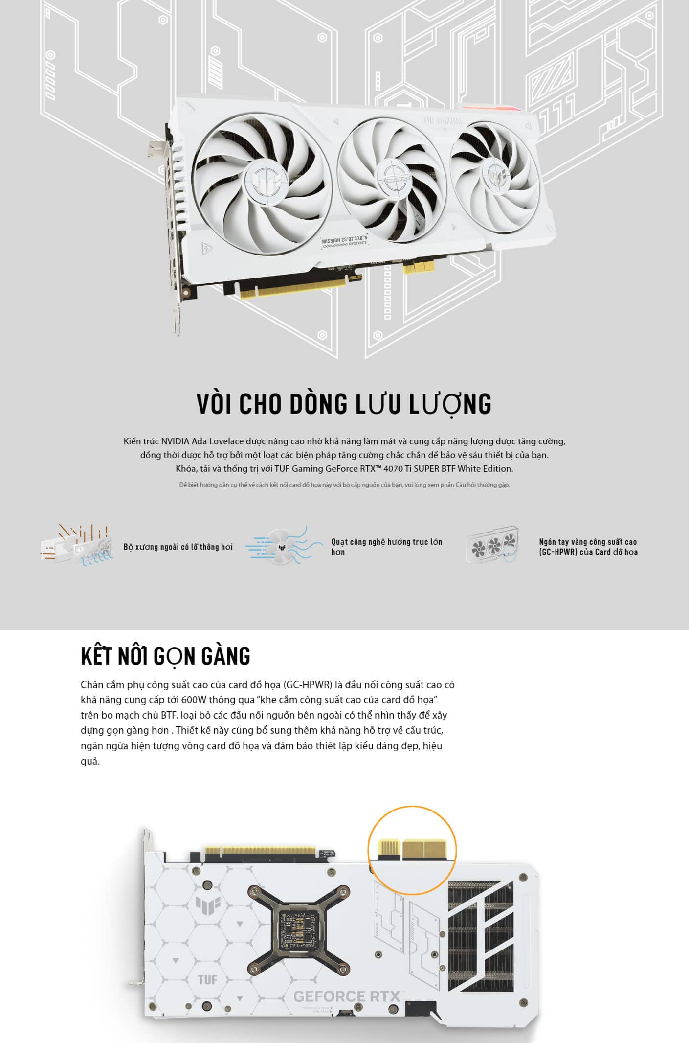 Card màn hình Asus TUF RTX 4070 Ti SUPER-16G-BTF WHITE