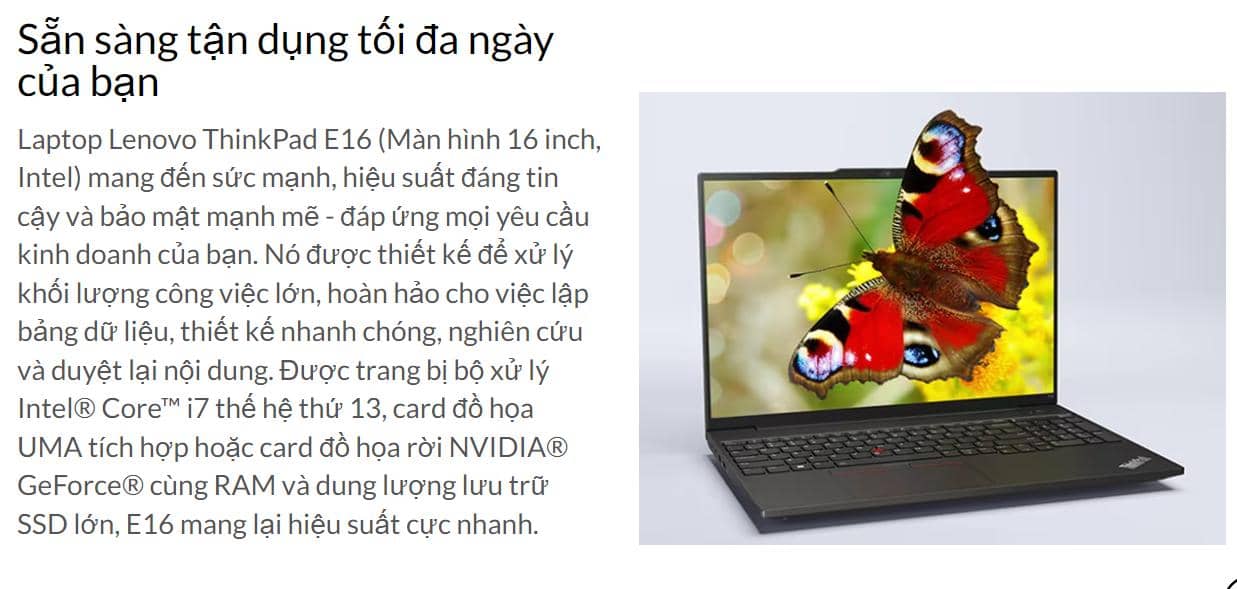 Laptop Lenovo Thinkpad E16 Gen 1 (21JN006GVN) Ảnh 1