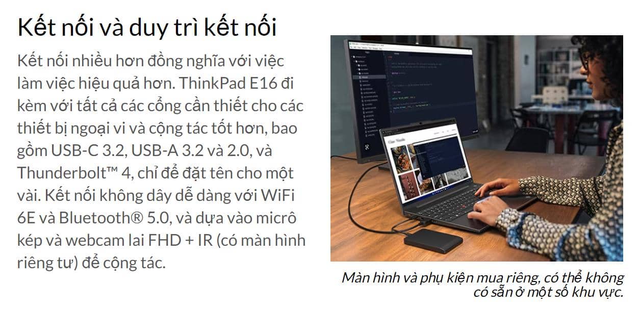 Laptop Lenovo Thinkpad E16 Gen 1 (21JN006GVN) Ảnh 3