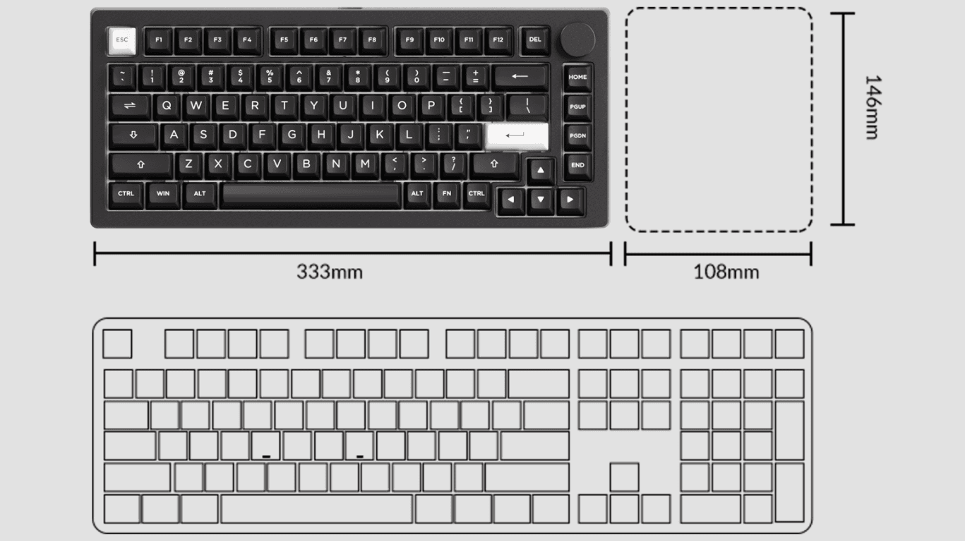 Bàn phím cơ MonsGeek M1 V5 VIA White On Black 12