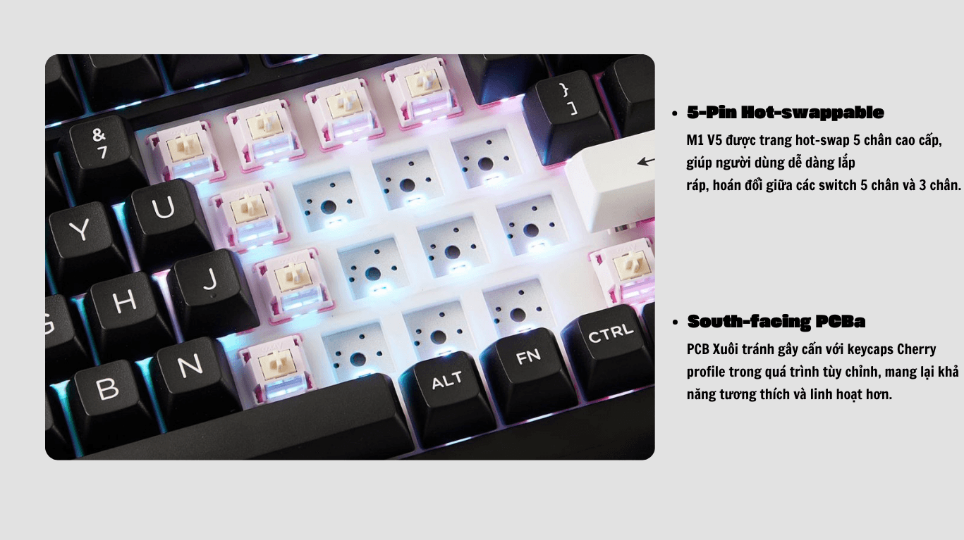 Bàn phím cơ MonsGeek M1 V5 VIA White On Black 5