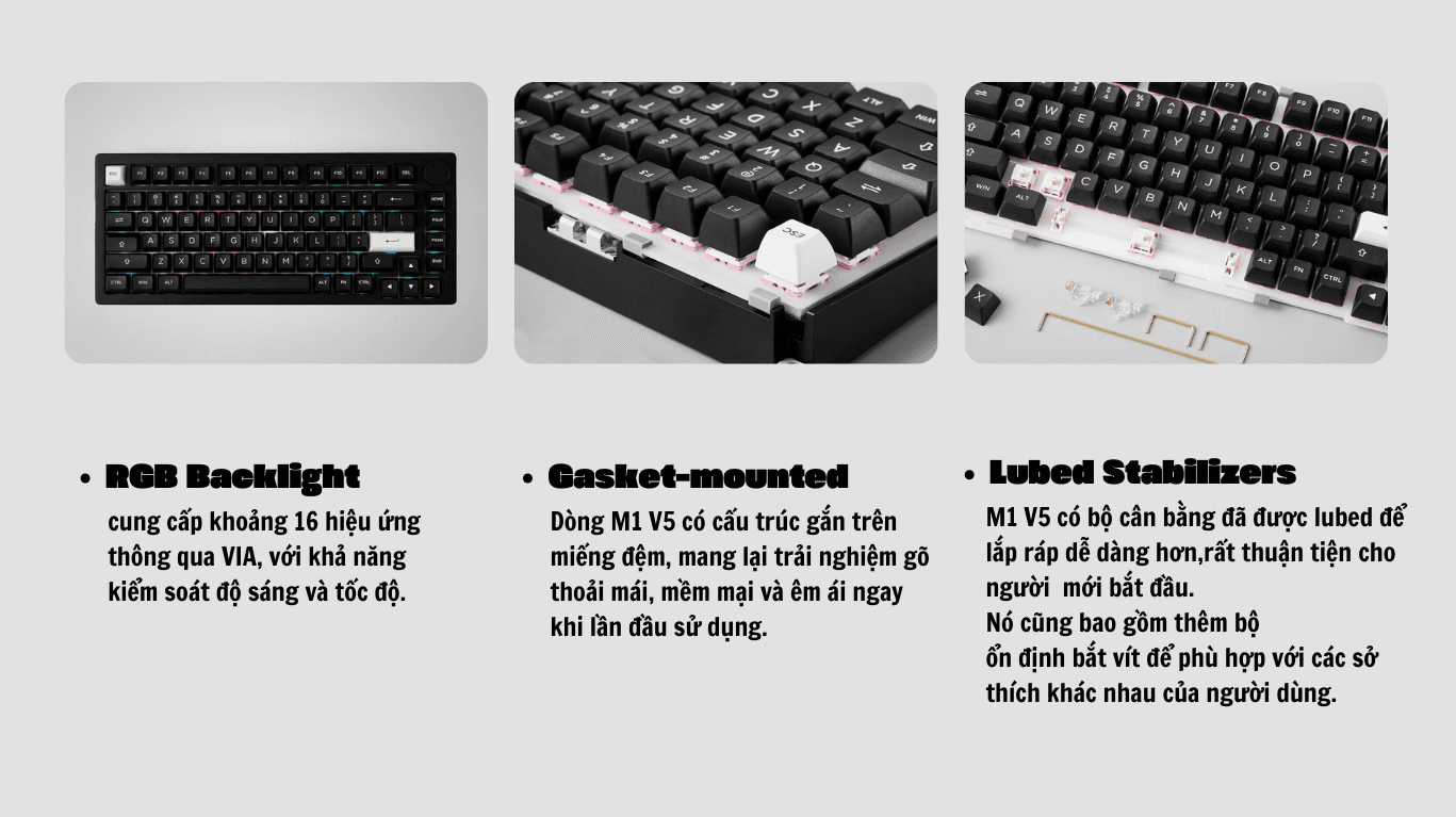 Bàn phím cơ MonsGeek M1 V5 VIA White On Black 6