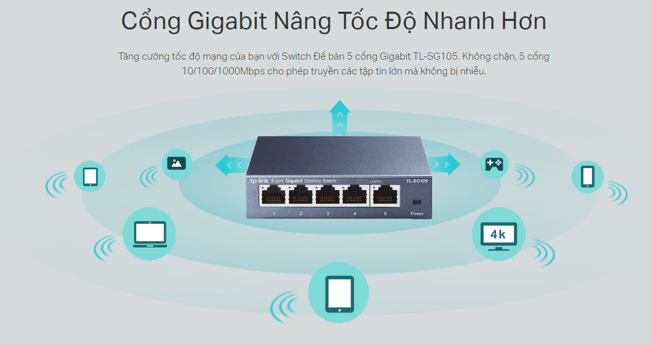 Switch 5 Port TP-Link TL-SG105 (5 Port 10/100/1000 Vỏ kim loại) ảnh 3