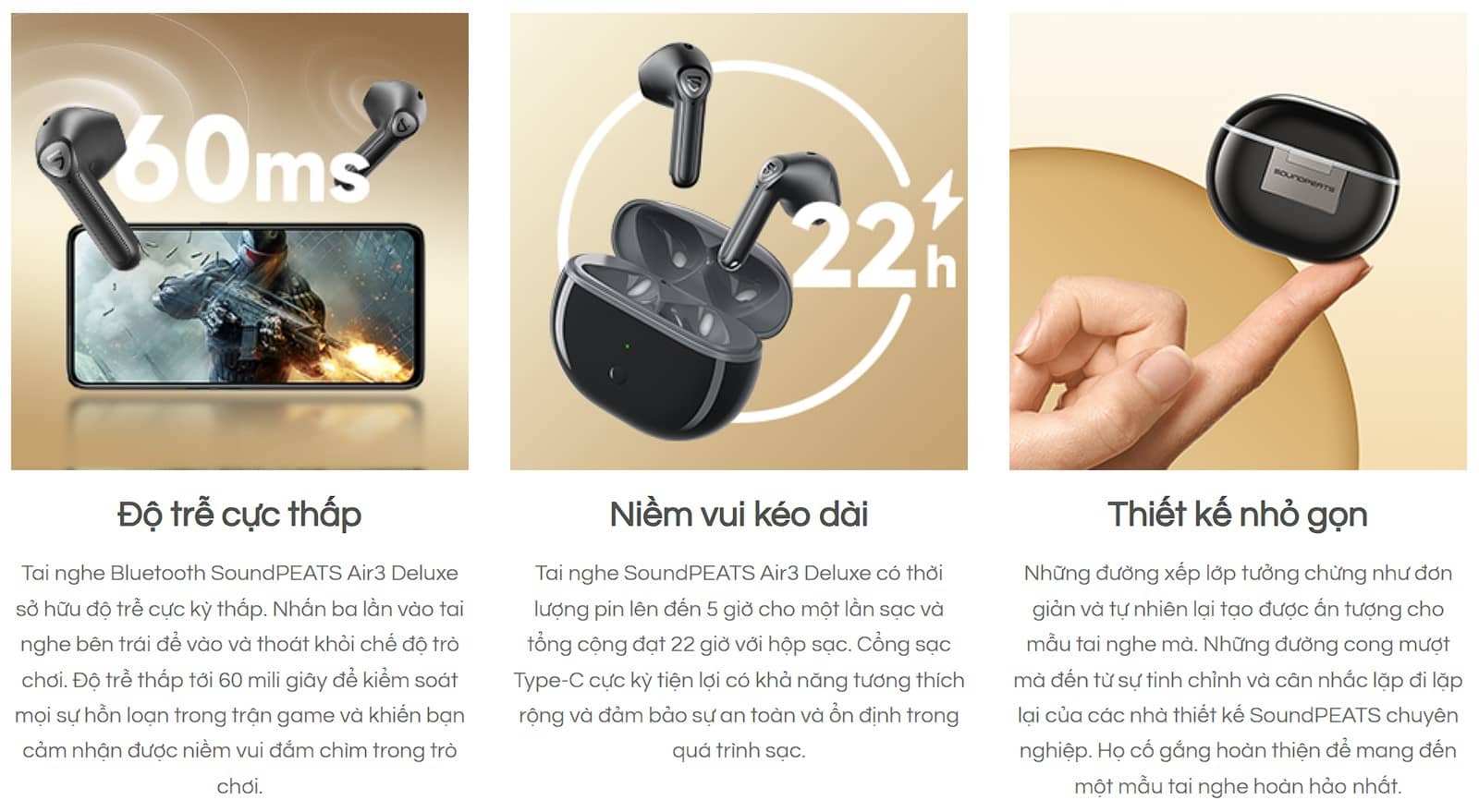 Tai nghe Bluetooth Soundpeats Air 3 Deluxe