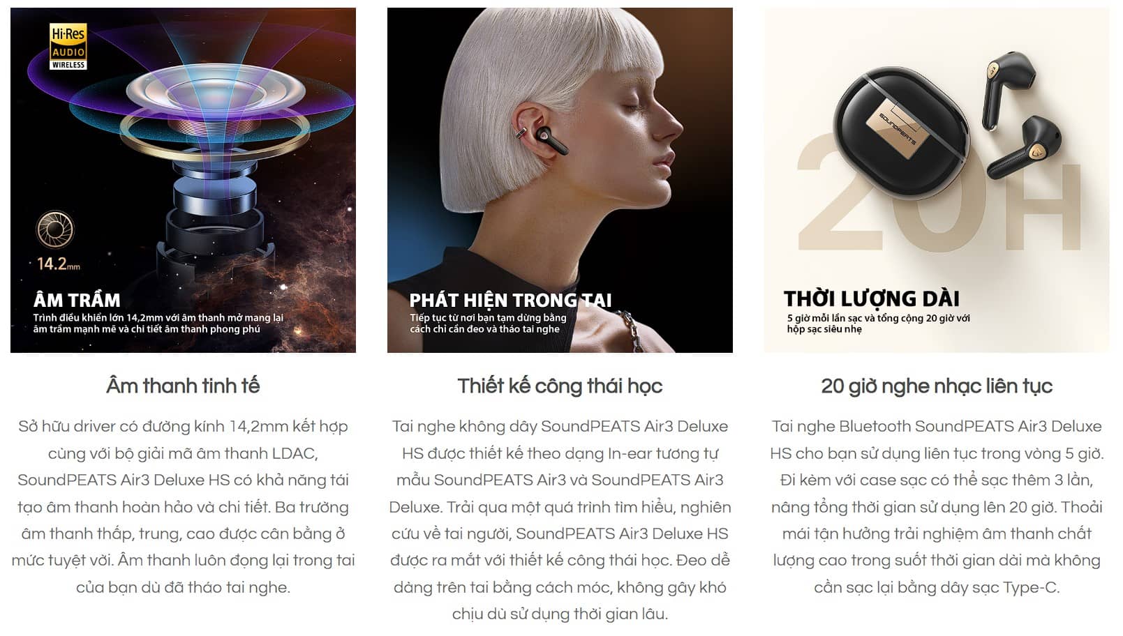 Tai nghe Bluetooth Soundpeats Air3 Deluxe HS