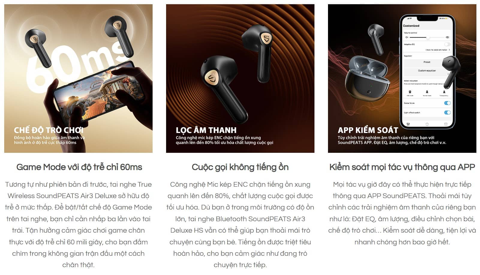 Tai nghe Bluetooth Soundpeats Air3 Deluxe HS