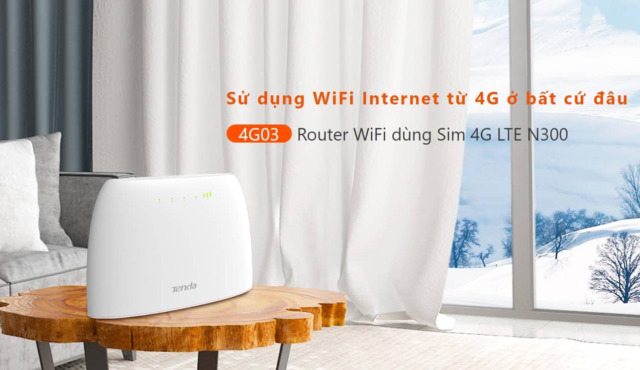 Bộ phát WiFi 3G/4G Tenda 4G03 - 150Mbs, Hỗ trợ 32 User