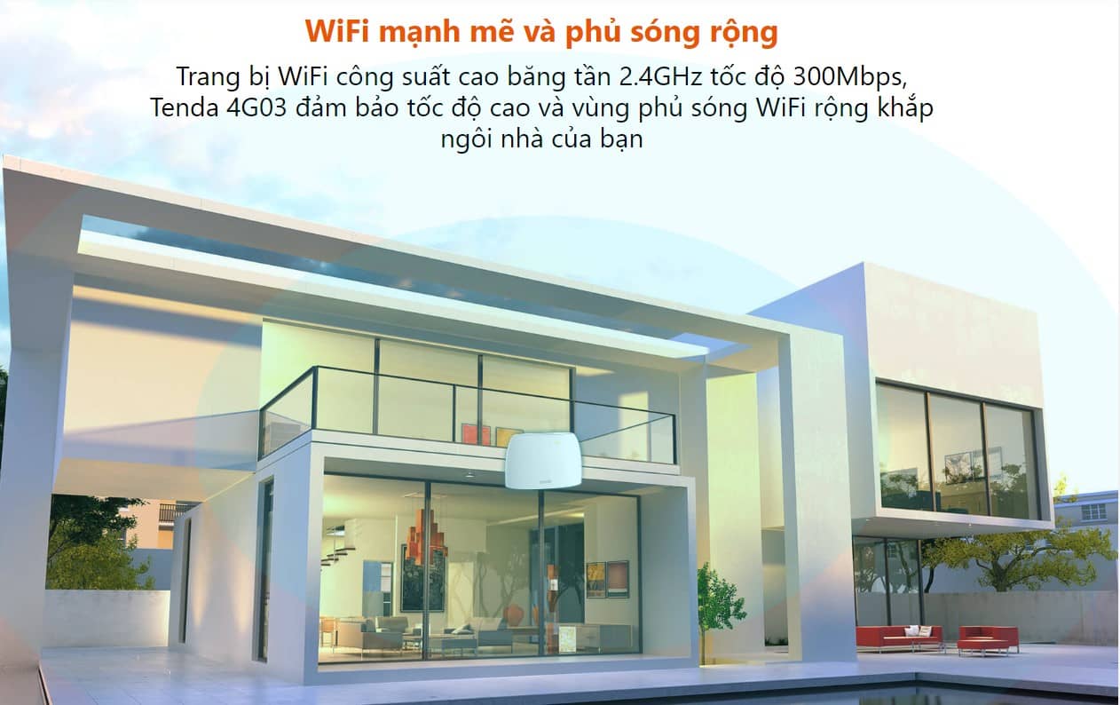 Bộ phát WiFi 3G/4G Tenda 4G03 - 150Mbs, Hỗ trợ 32 User