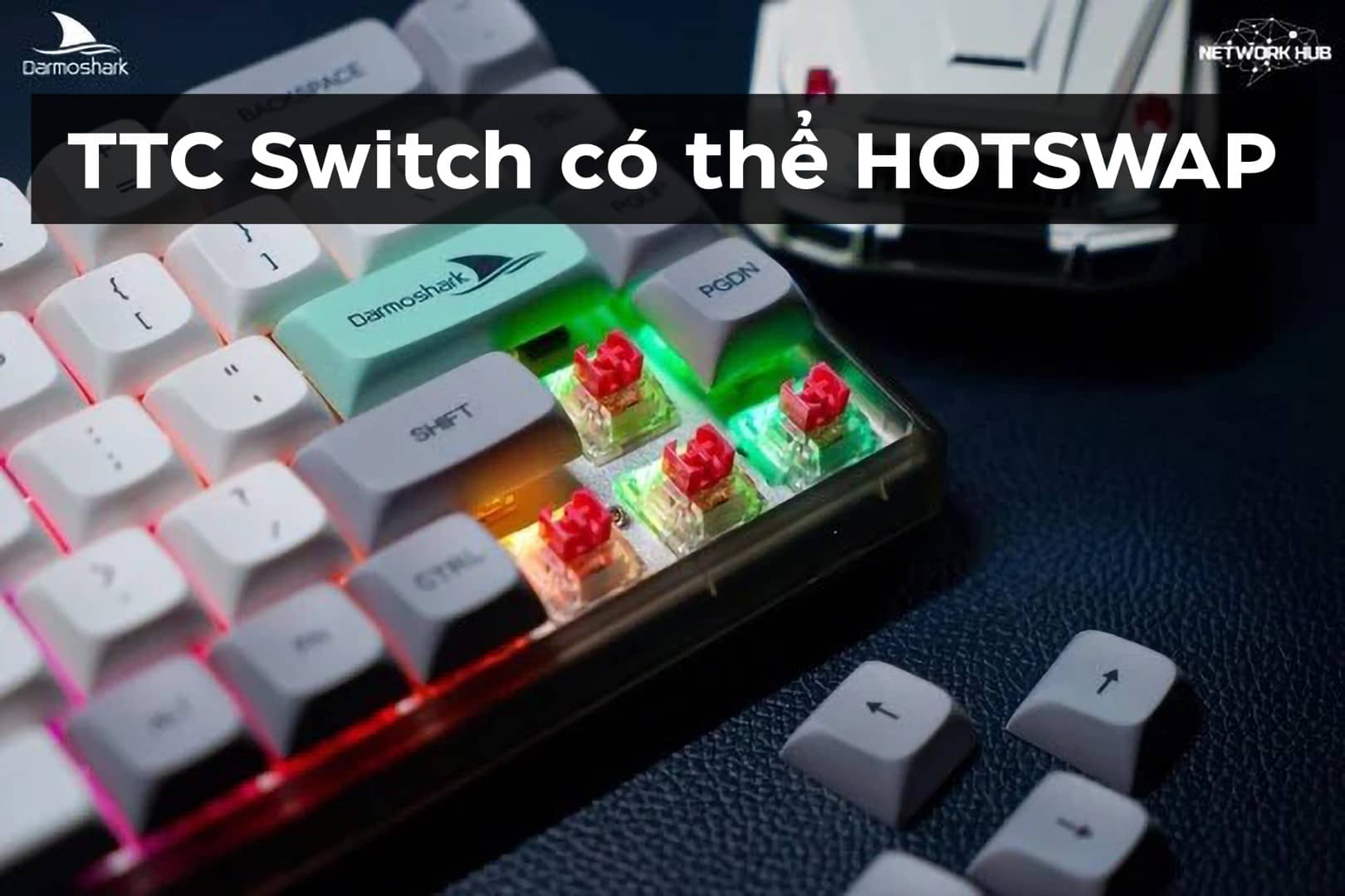 Bàn phím cơ không dây Darmoshark K5 Grey RGB (USBC/RGB/PBT/2300mAh/TTC Silent Red V3 sw)