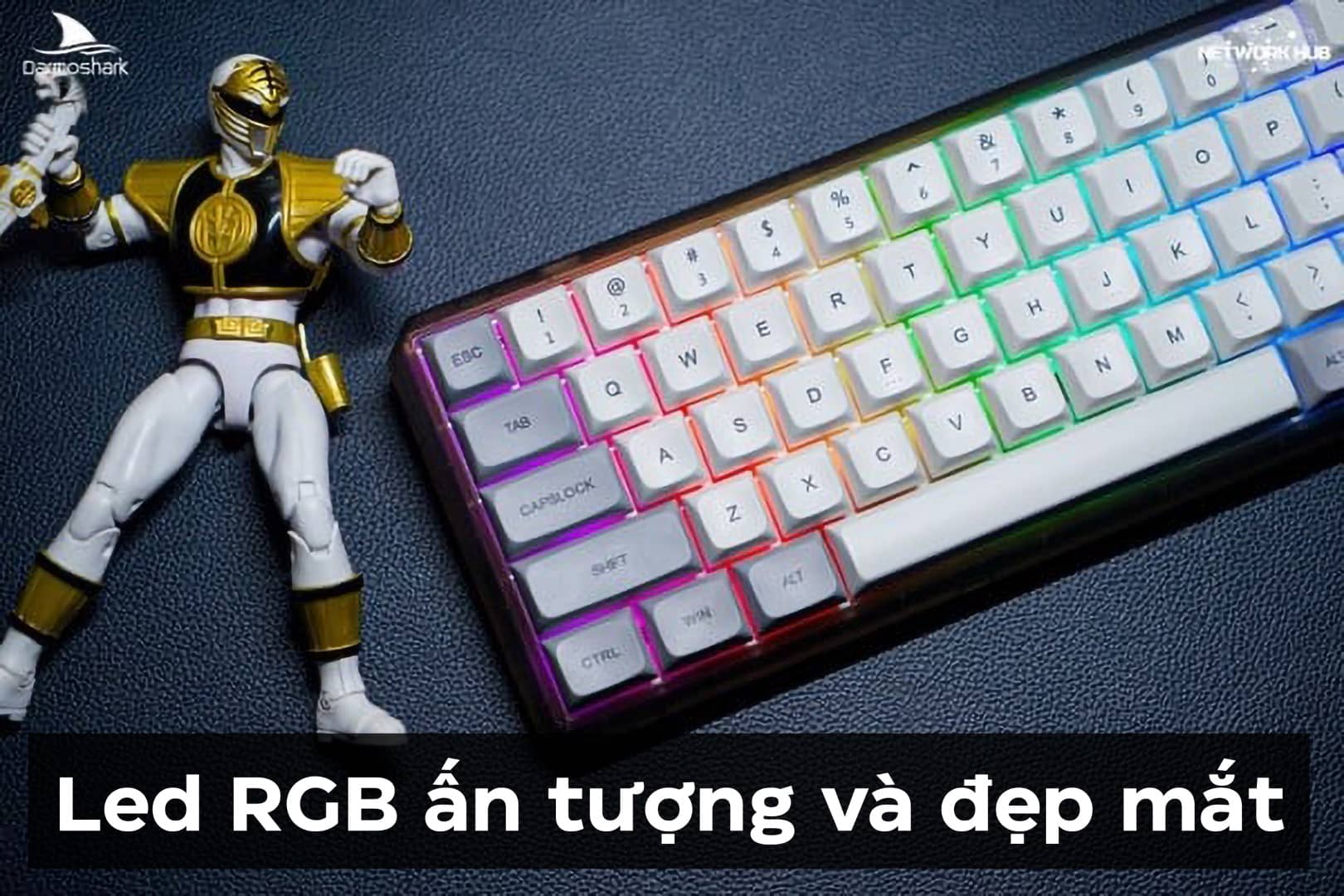 Bàn phím cơ không dây Darmoshark K5 Grey RGB (USBC/RGB/PBT/2300mAh/TTC Silent Red V3 sw)