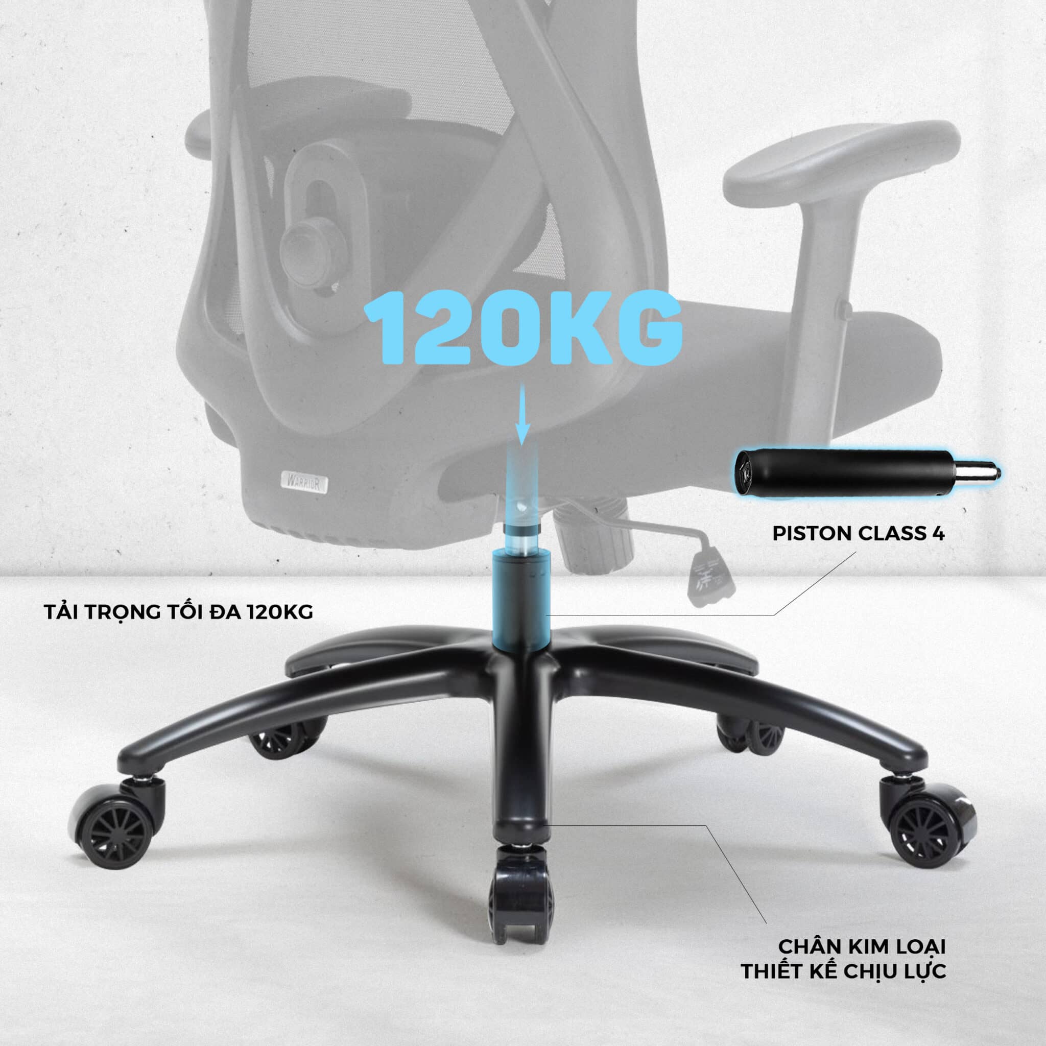 Ghế Công Thái Học WARRIOR Hero series WEC501 Plus Black 4