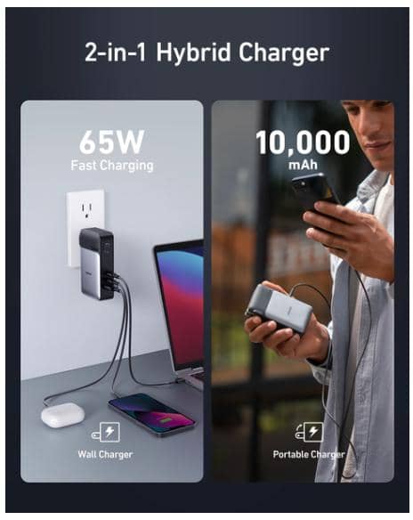 Sạc dự phòng Anker 733 GaNPrime 2C1A 65W 10000mah Đen (Black) B2C_A1651111