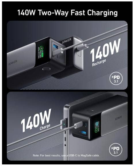 Sạc dự phòng Anker 737 PowerCore 2C1A 140W 24000mah Đen