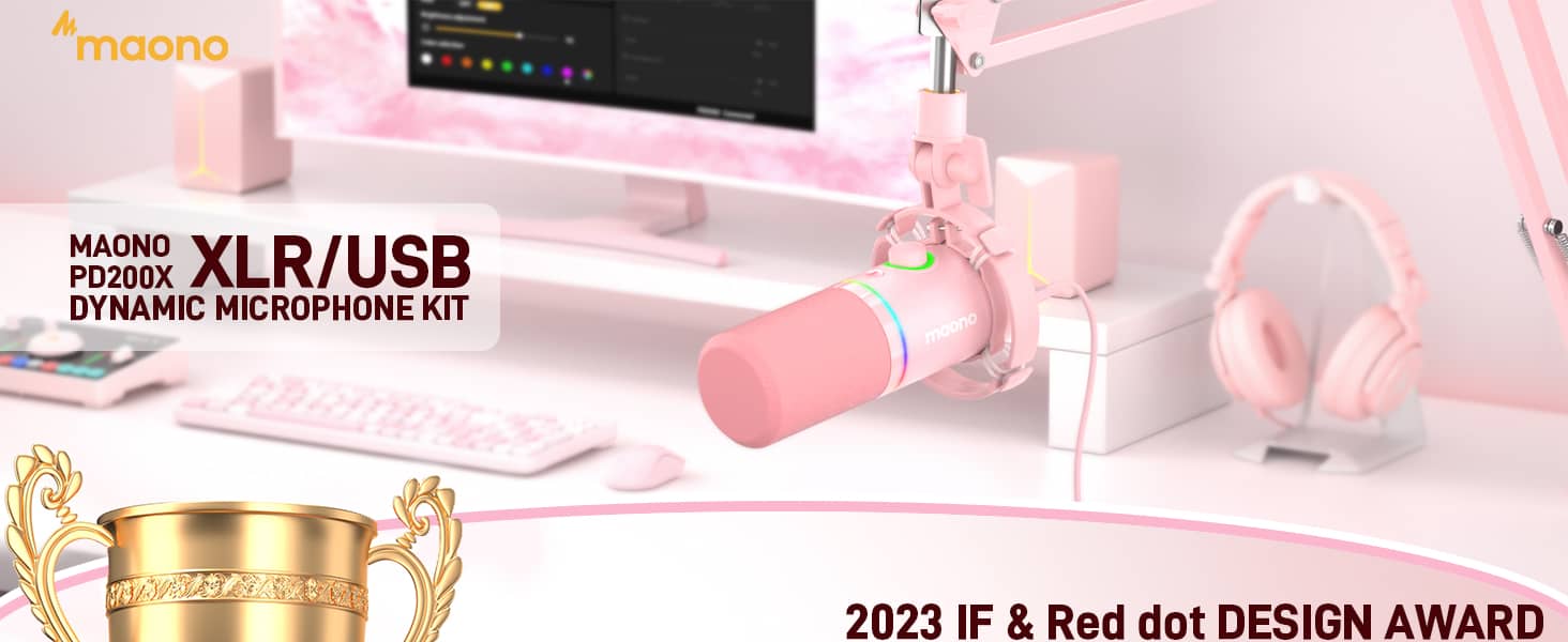 Bộ microphone thu âm có dây Maono PD200XS - Màu Hồng 1