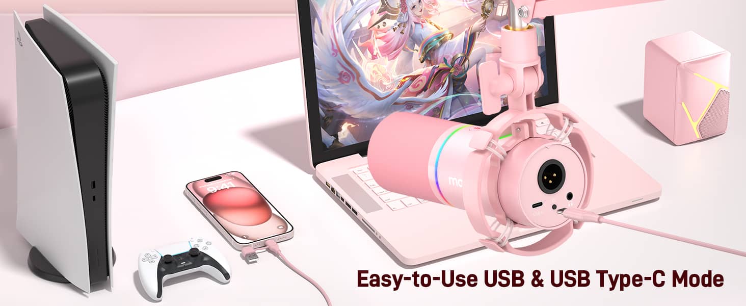 Bộ microphone thu âm có dây Maono PD200XS - Màu Hồng 3