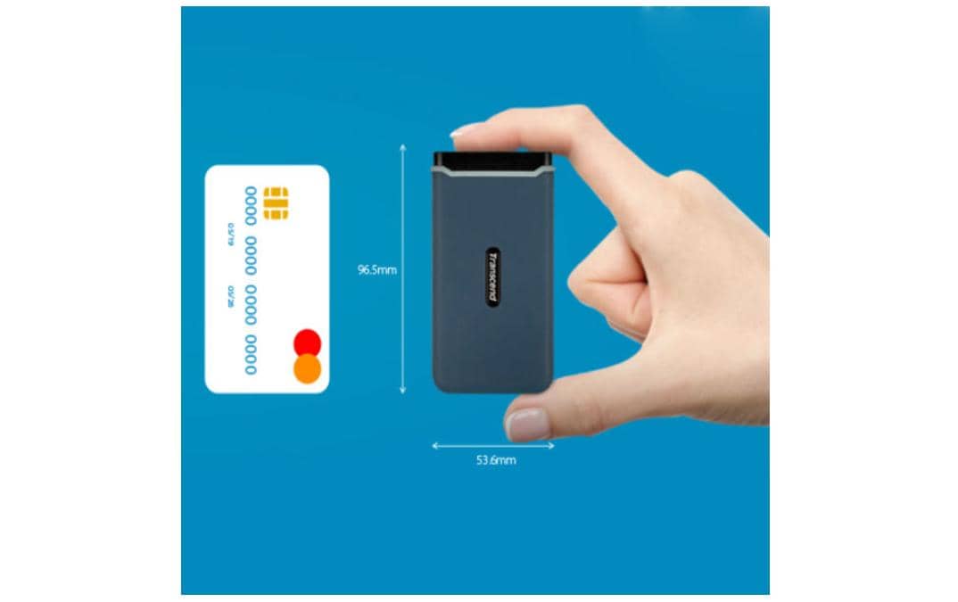 Ổ cứng di động Transcend SSD 500GB PCIe to USB 3.1 Gen 2, Type C - TS500GESD370C, màu xanh navy, chống sốc 5