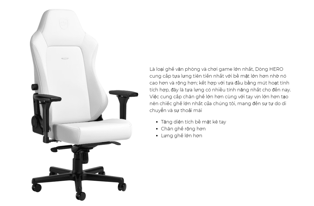 Ghế Gamer Noblechairs HERO Series White Edition 3