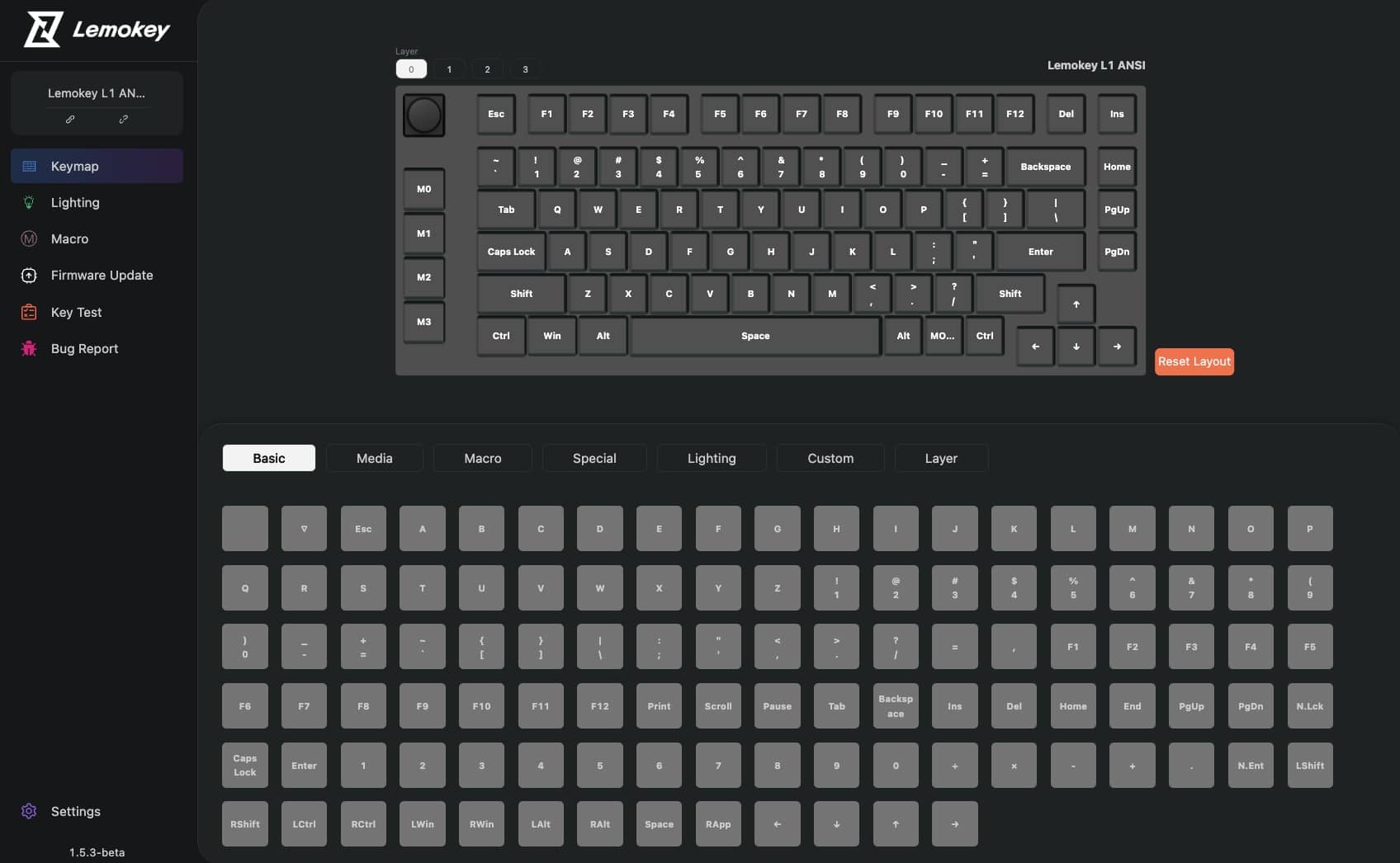 Bàn phím Keychron L1-M3 L1 Swappable RGB Backlight Brown Switch Knob Version - Black 8