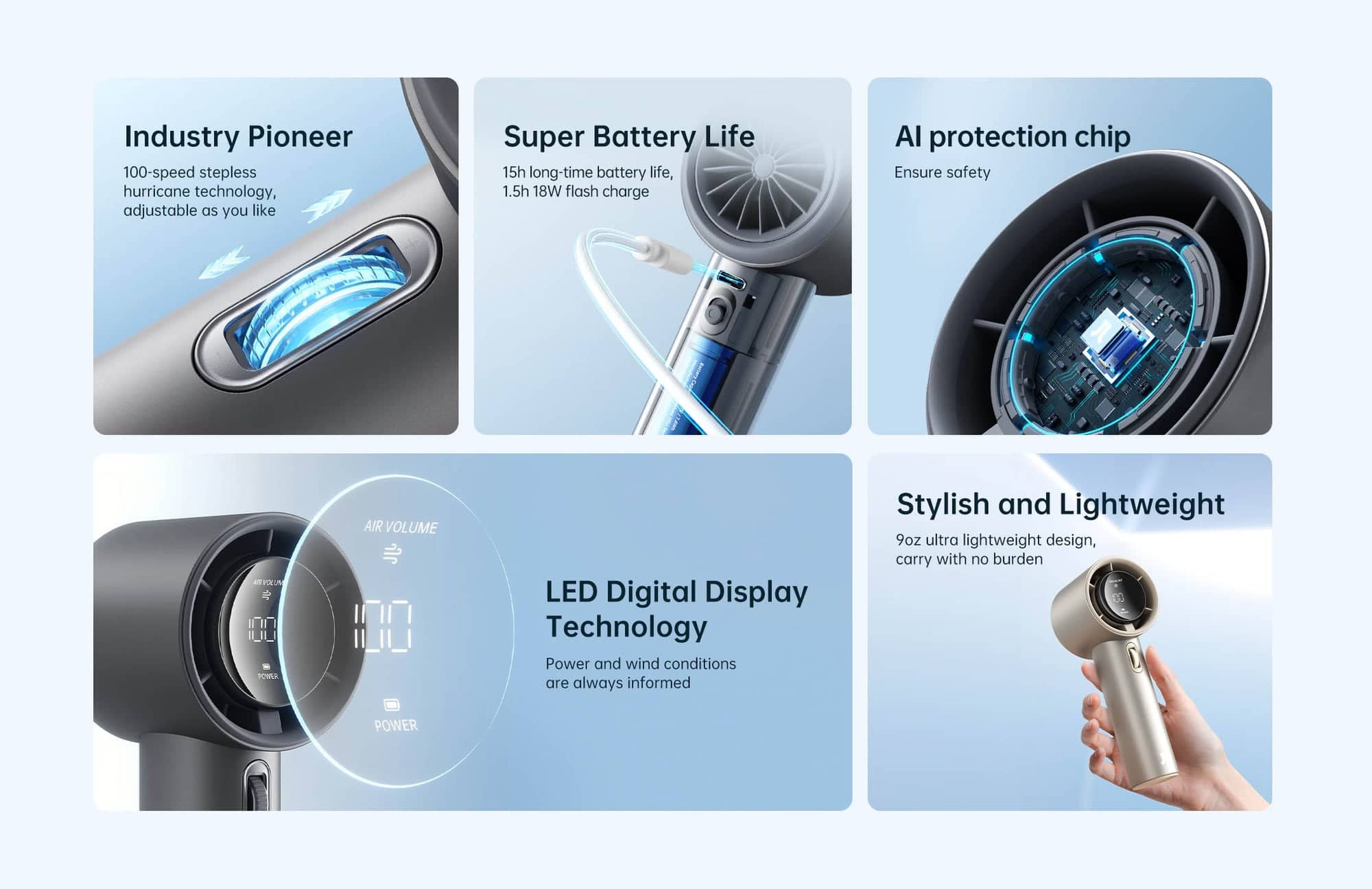 Quạt Cầm Tay Cao Cấp JISULIFE Pro1