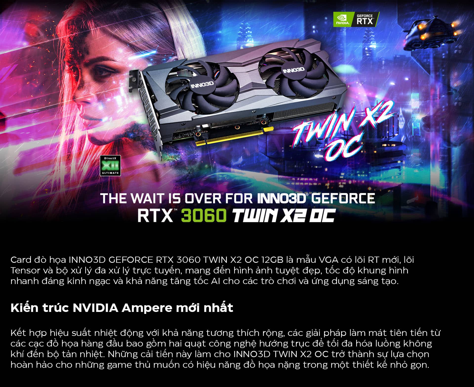 Card màn hình INNO3D RTX 3060 TWIN X2 12GB