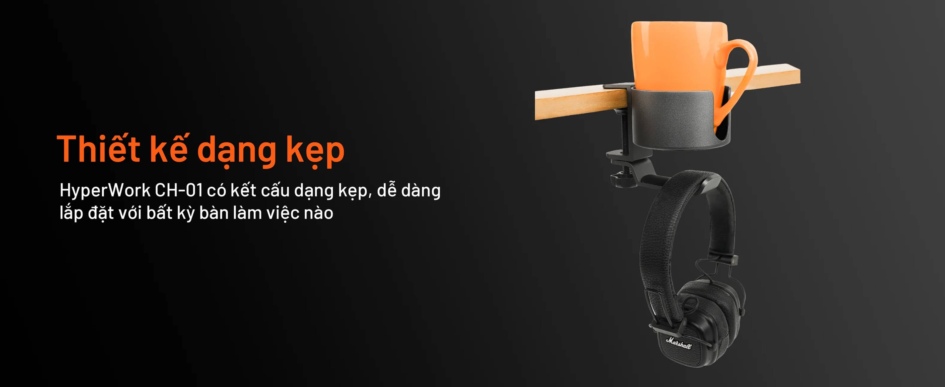 Giá đỡ cốc kẹp bàn HyperWork CH01