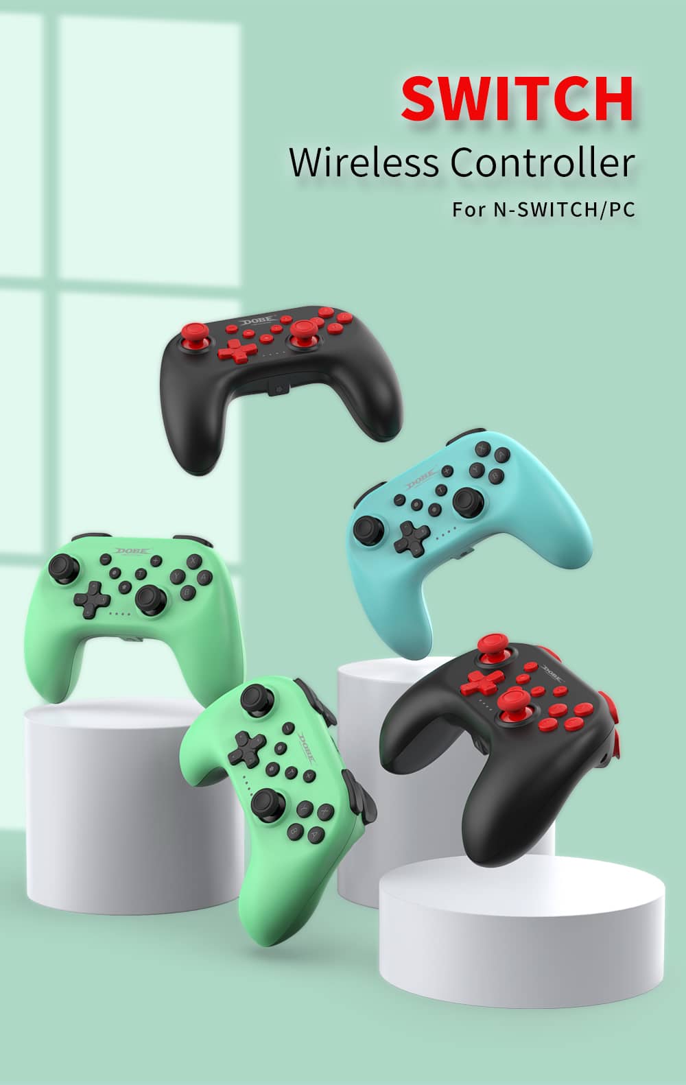 Tay cầm chơi game không dây DOBE TNS-0117 cho Nintendo - Switch / PC , Màu Đen 1