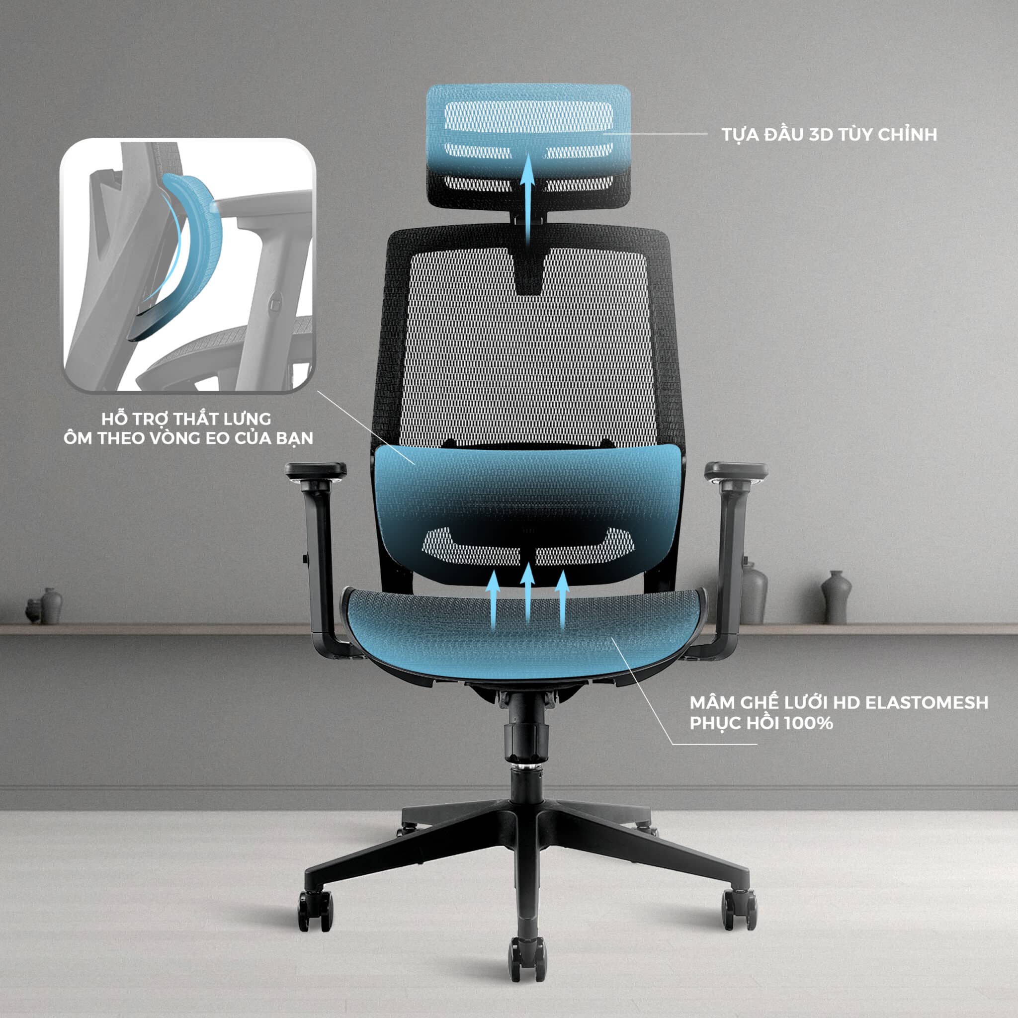 Ghế Công Thái Học WARRIOR Marshal WEC630 Black3