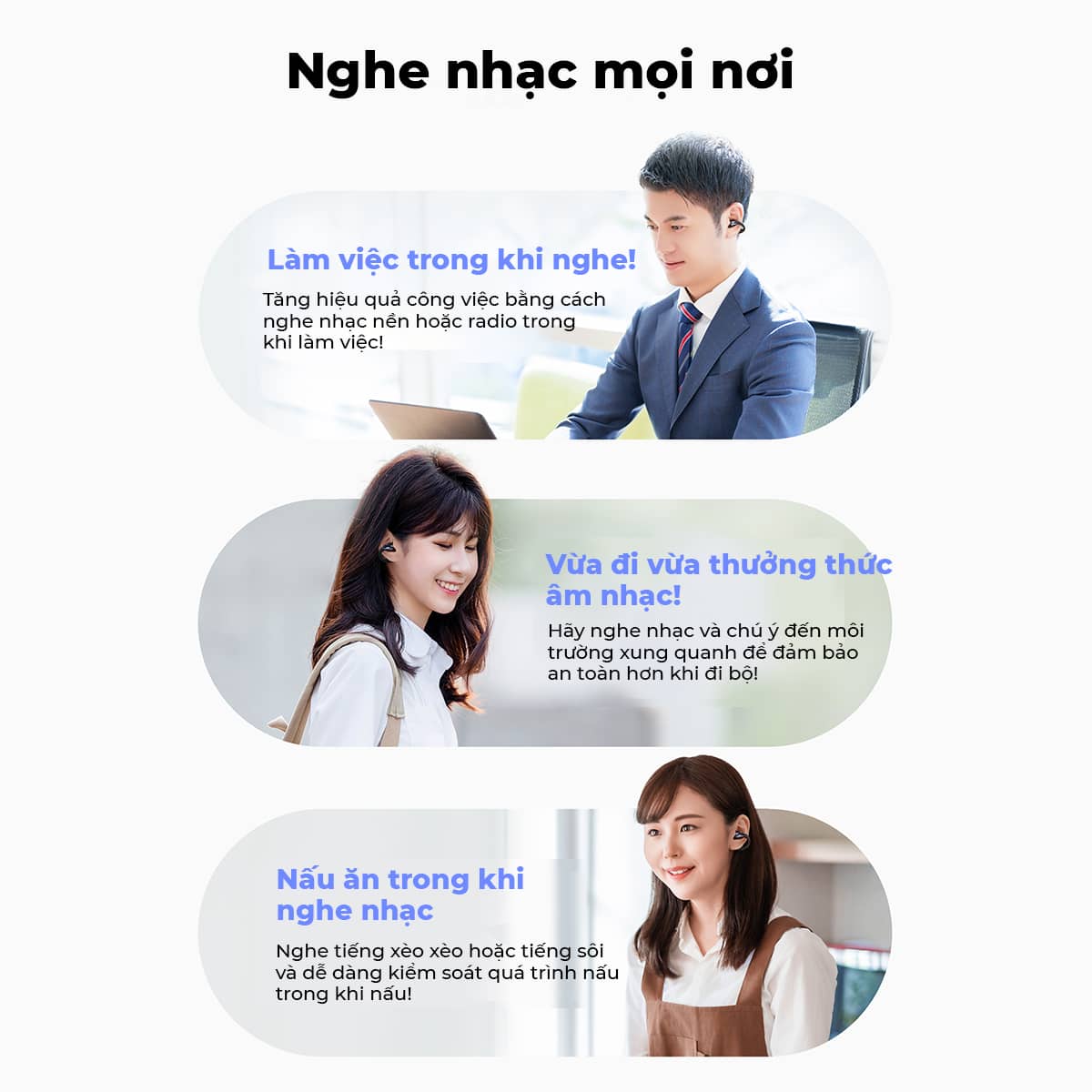 Tai nghe Bluetooth Open-Ear SoundPEATS PearlClip Pro 4