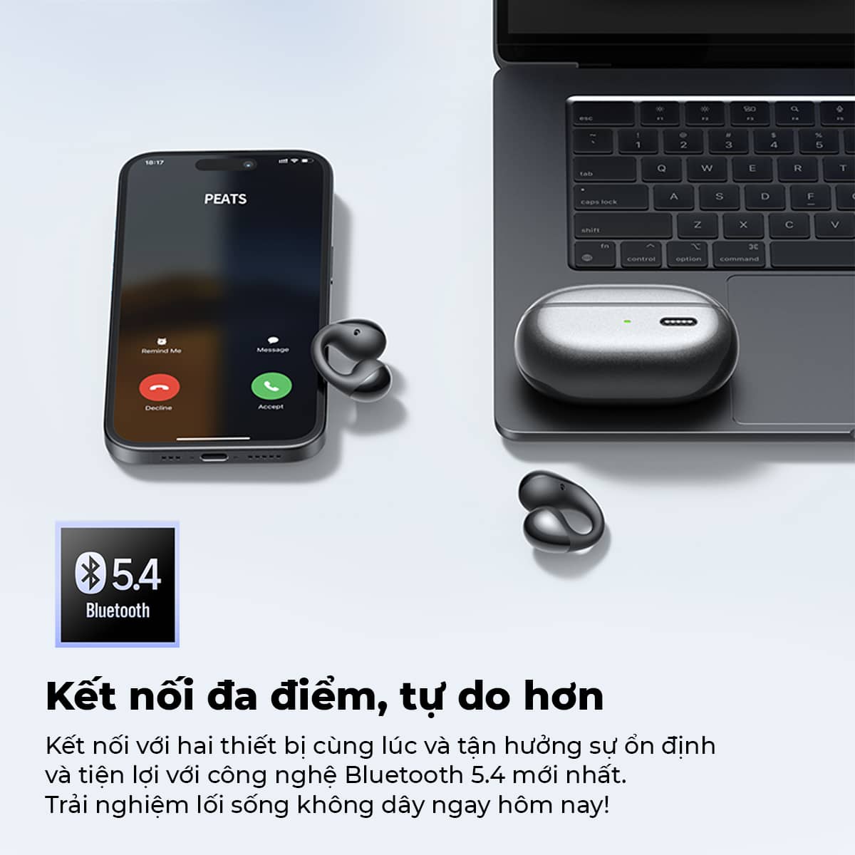 Tai nghe Bluetooth Open-Ear SoundPEATS PearlClip Pro 6