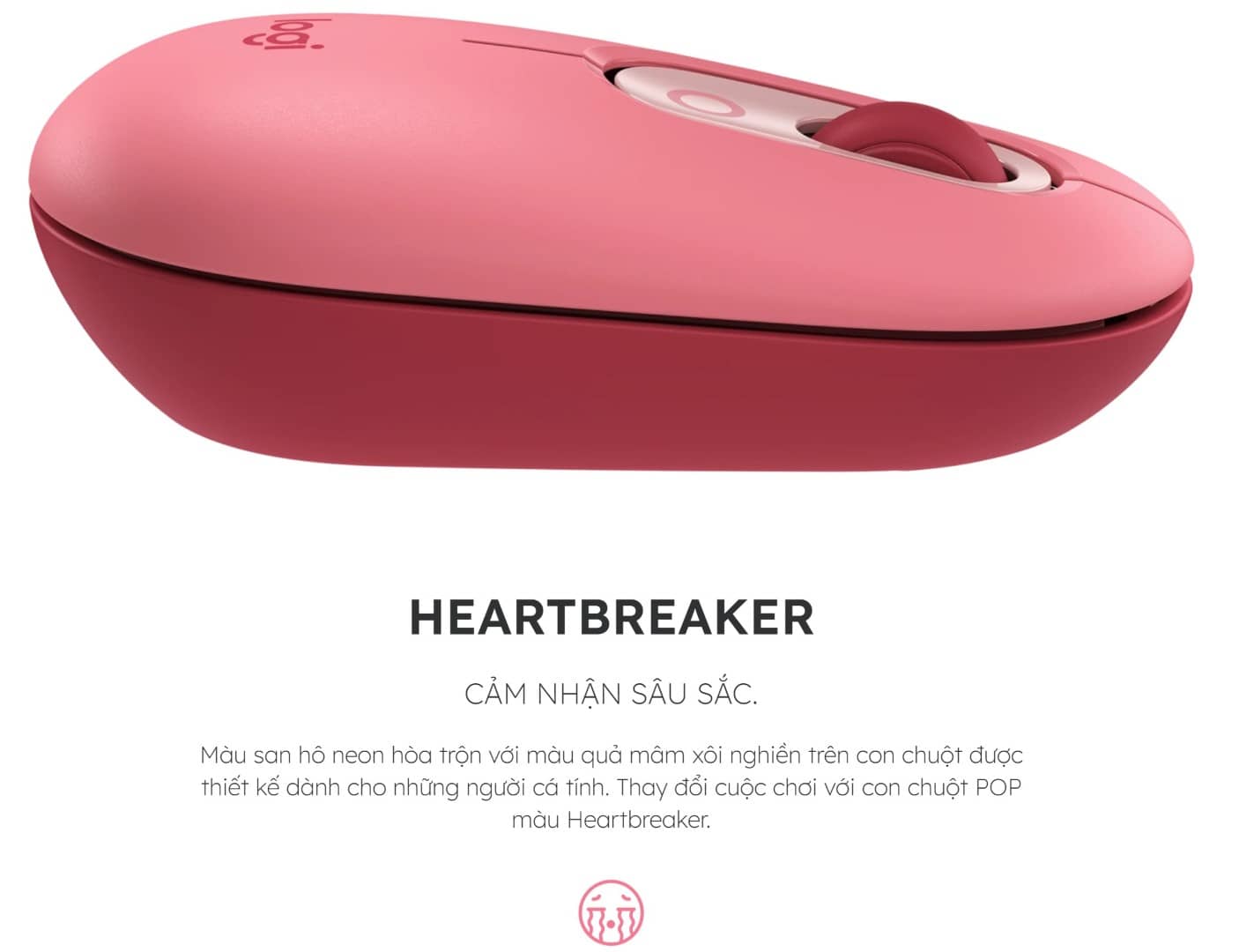 Chuột không dây Logitech Pop Emoji HeartBreaker Rose (USB/Bluetooth/Hồng)
