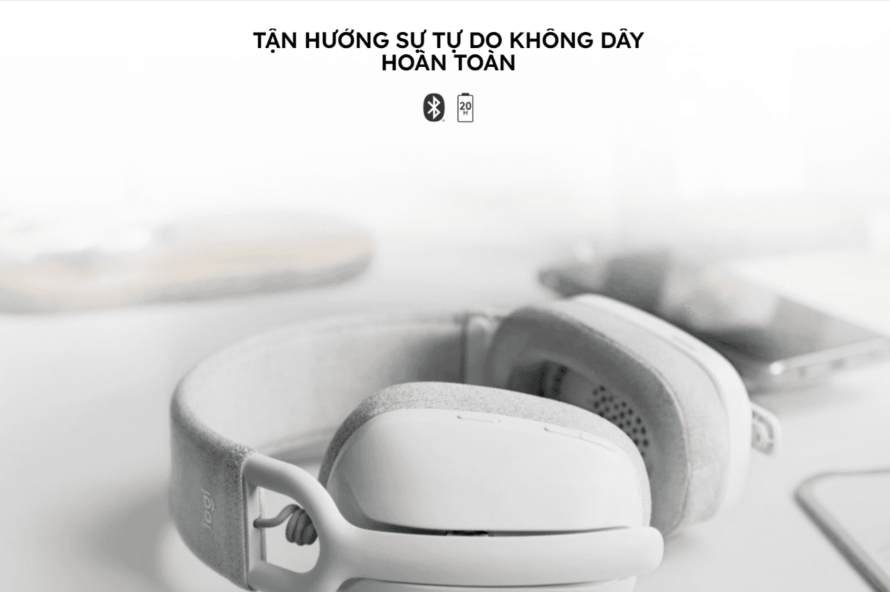Tai nghe không dây Logitech Zone Vibe 100 (Wireless/Bluetooth 5.2 - Màu Trắng) 4