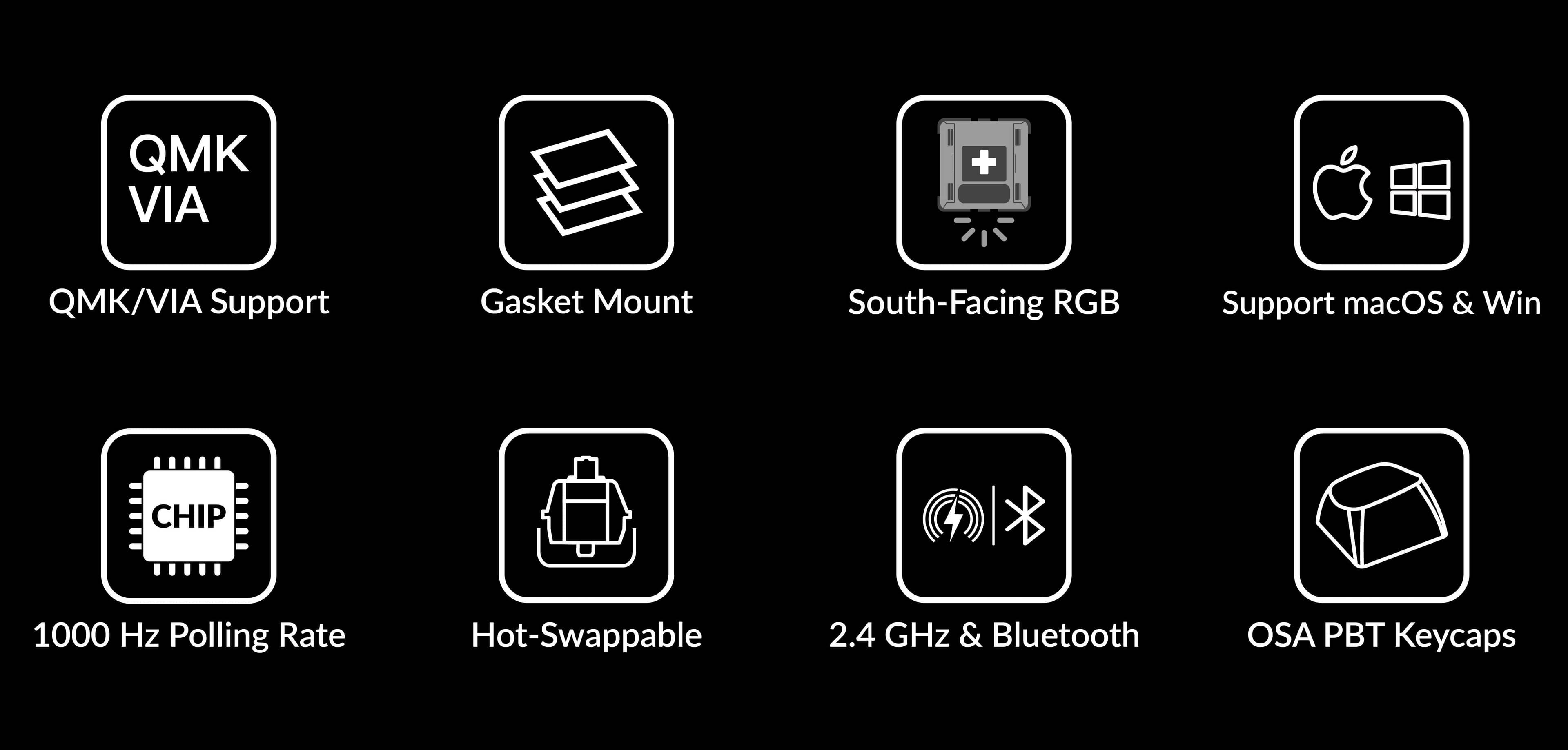 Bàn phím Keychron V5M-D1 V5 Max Swappable RGB Backlight Red Switch - Black - Knob Version 2