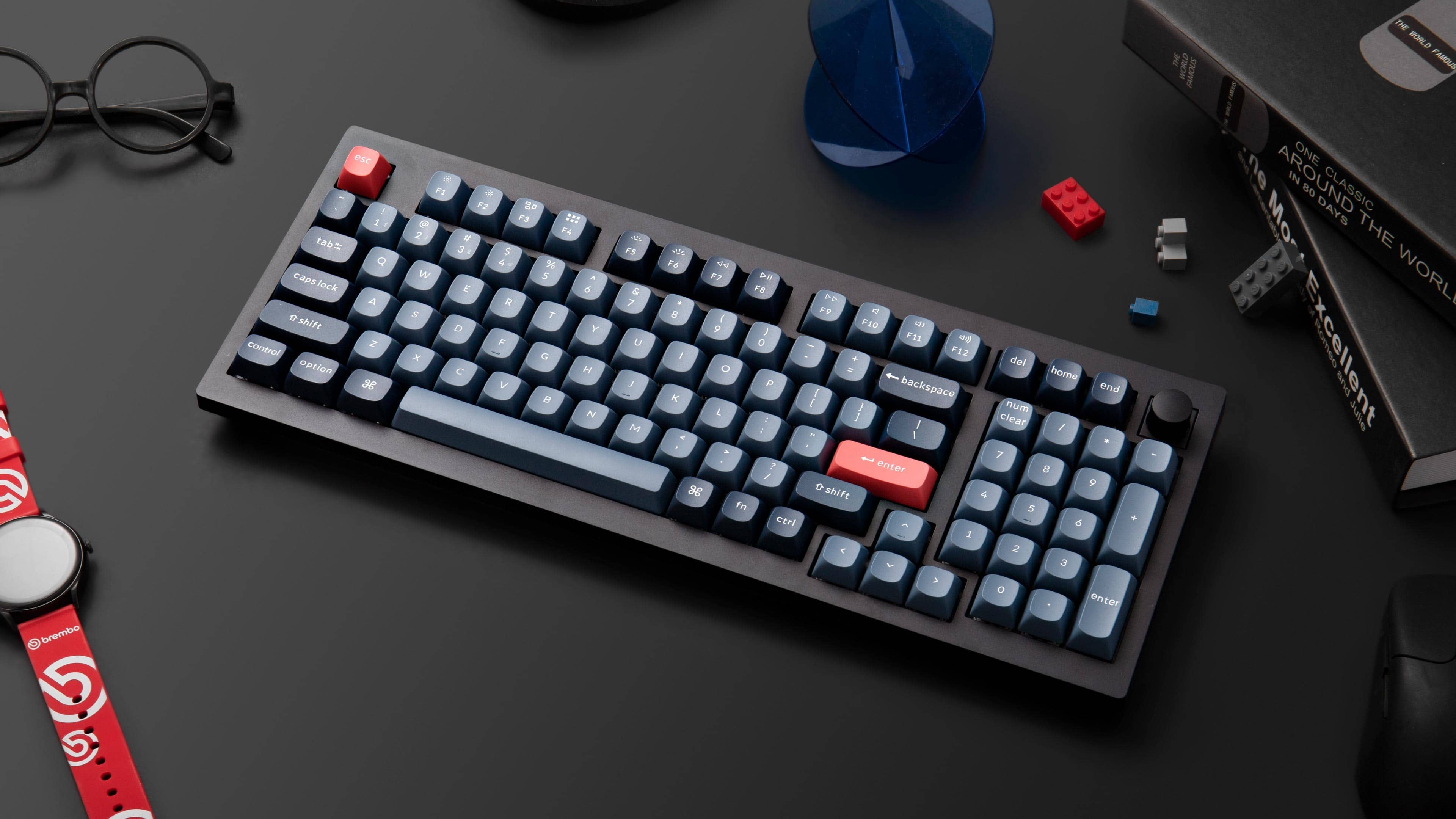 Bàn phím Keychron V5M-D1 V5 Max Swappable RGB Backlight Red Switch - Black - Knob Version 1