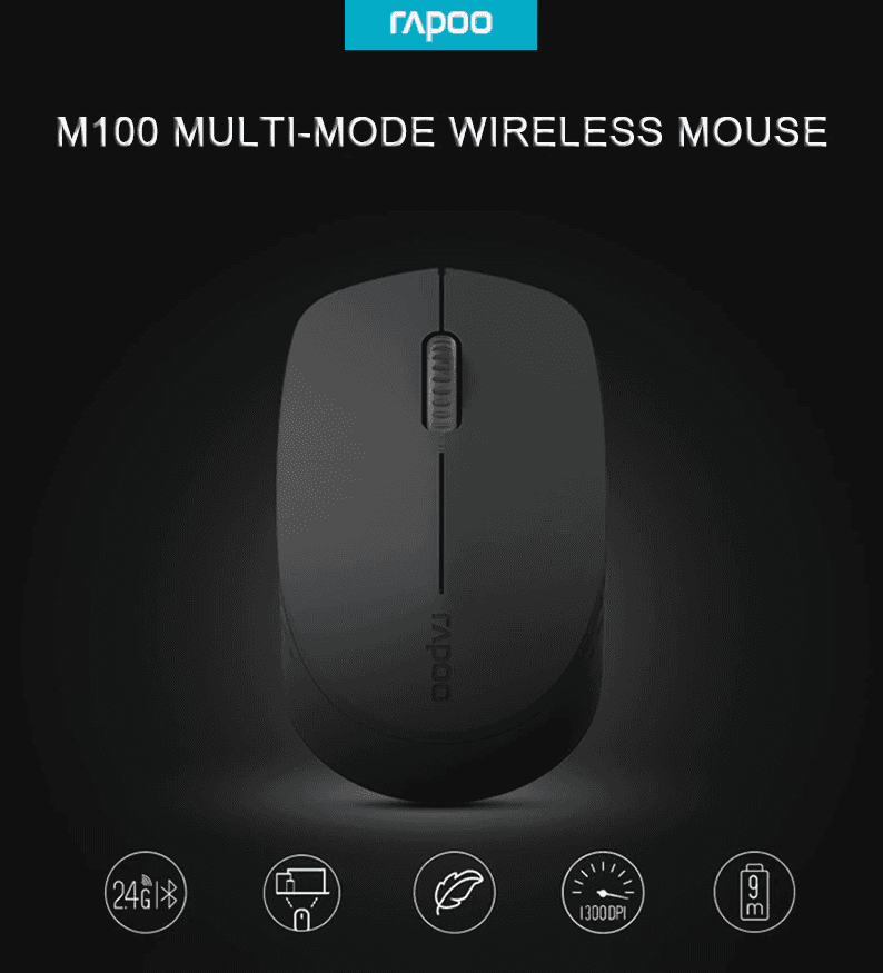 Chuột không dây Rapoo M100 Silent màu Xanh dương (USB/Bluetooth) 1