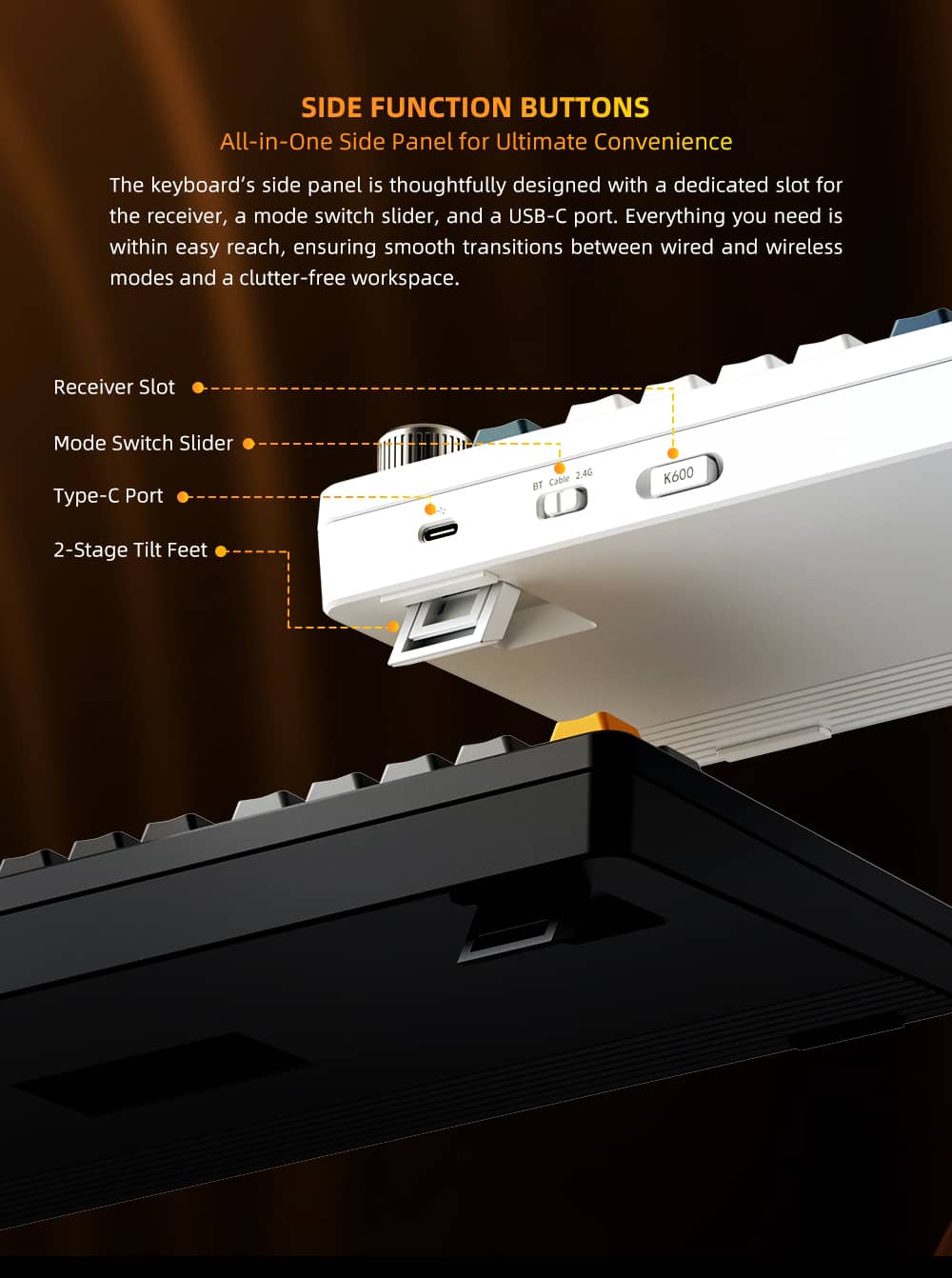 Bàn phím Machenike K600-B82W Tri-mode RGB 9