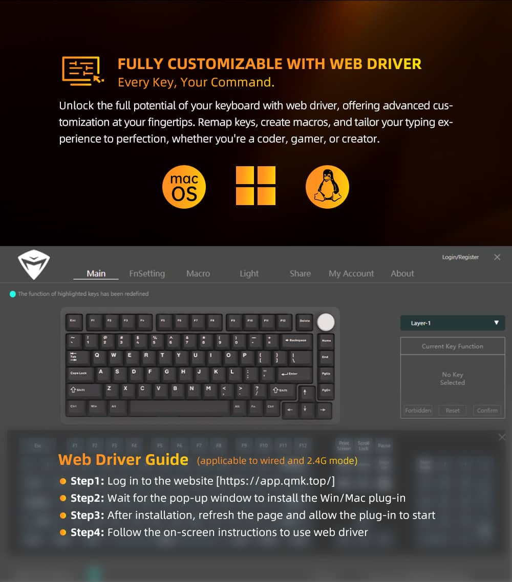 Bàn phím Machenike K600-B82W Tri-mode RGB 10