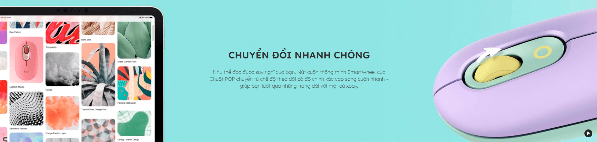 Chuột không dây Logitech Pop Mouse with EMOJI màu Tím 4