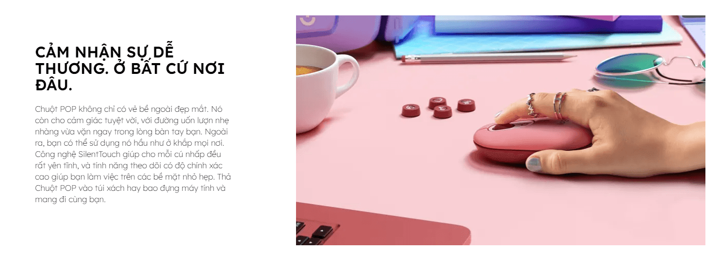 Chuột không dây Logitech Pop Mouse with EMOJI màu Trắng 3