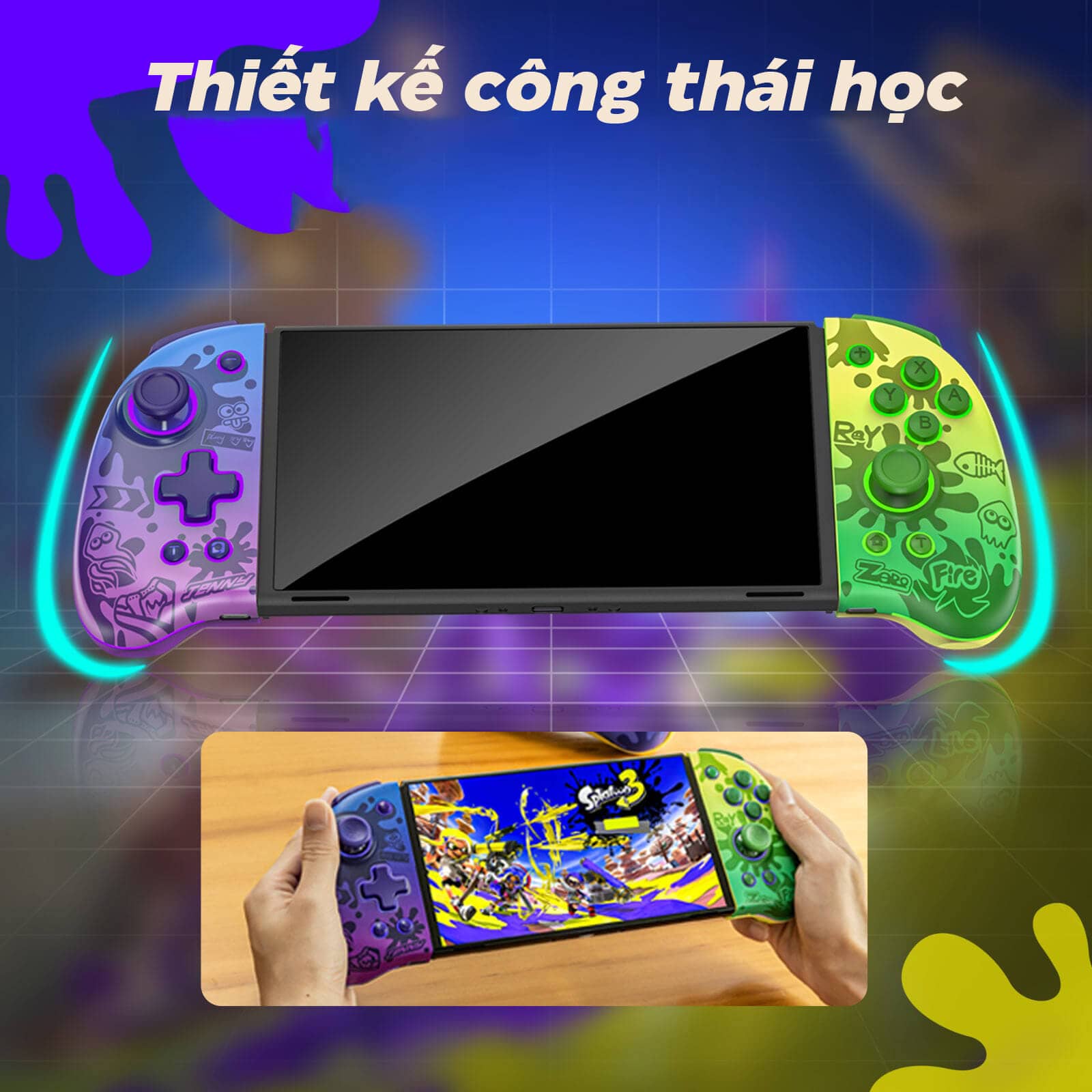Tay cầm chơi game không dây IINE Neptune Mechanical Joypad Cho Nintendo Swtich/Lite/OLED Splatoon 10