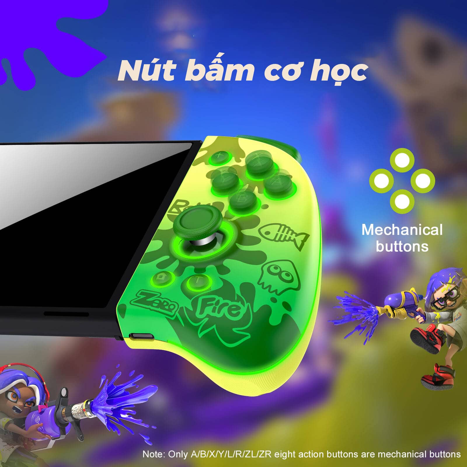 Tay cầm chơi game không dây IINE Neptune Mechanical Joypad Cho Nintendo Swtich/Lite/OLED Splatoon 2