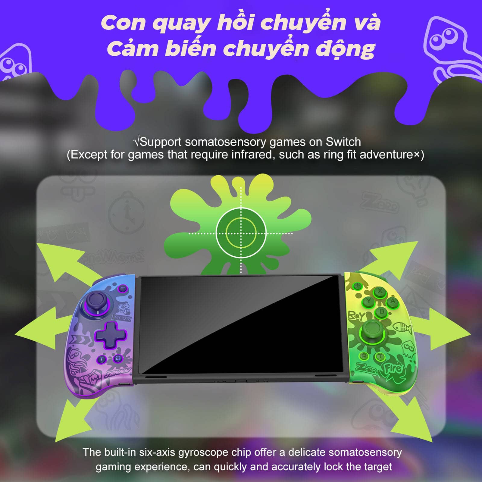 Tay cầm chơi game không dây IINE Neptune Mechanical Joypad Cho Nintendo Swtich/Lite/OLED Splatoon 5