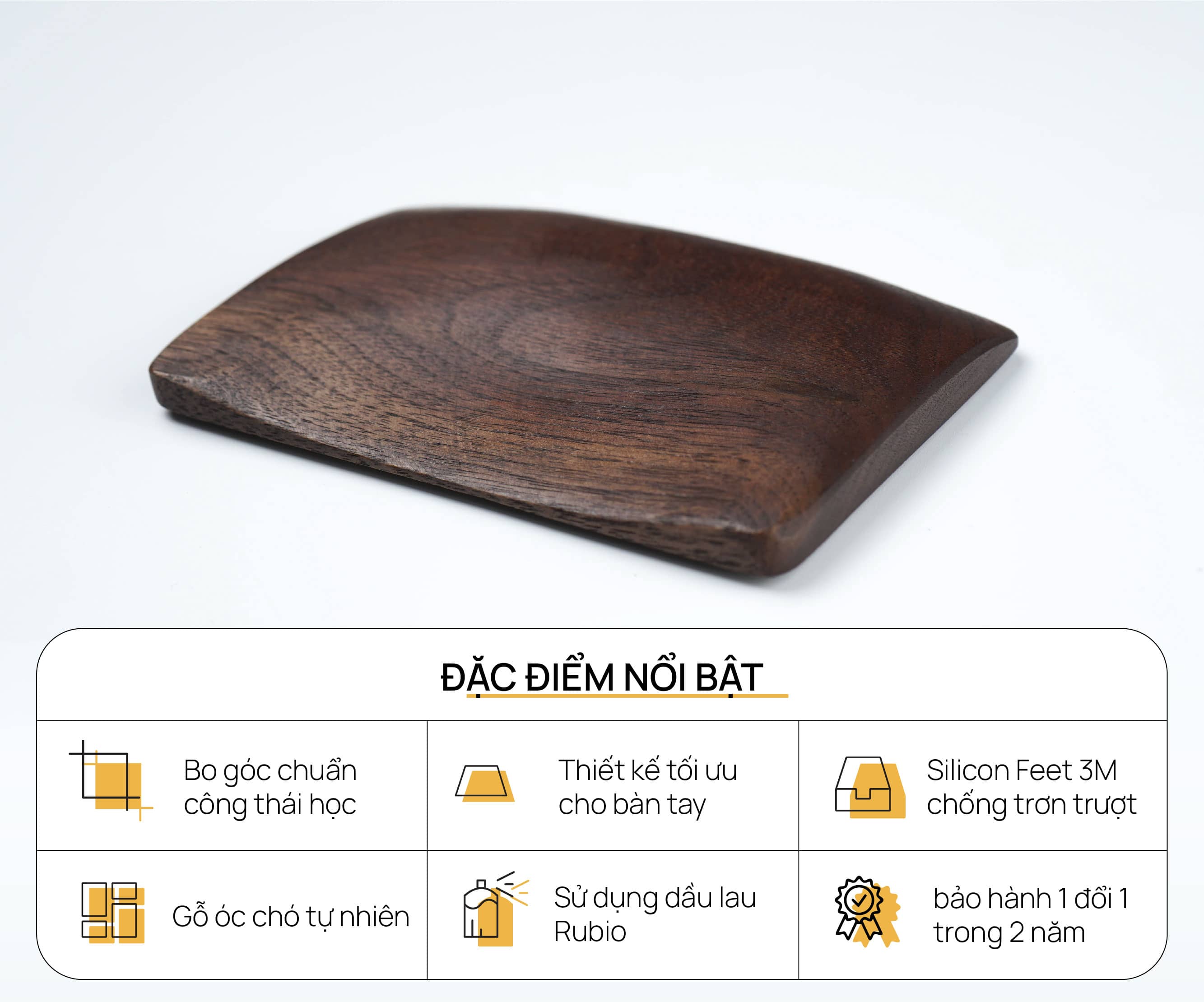 Kê tay chuột công thái học HyperWork gỗ Óc Chó cao cấp 1