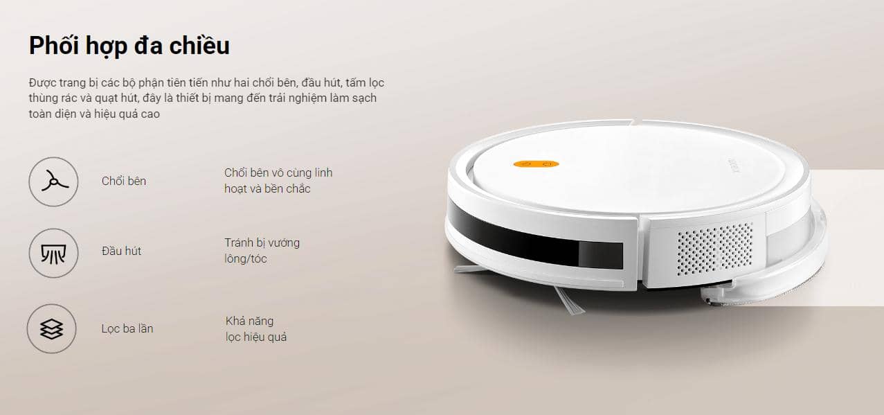 Robot hút bụi lau nhà Xiaomi Vacuum E5 White ảnh 10