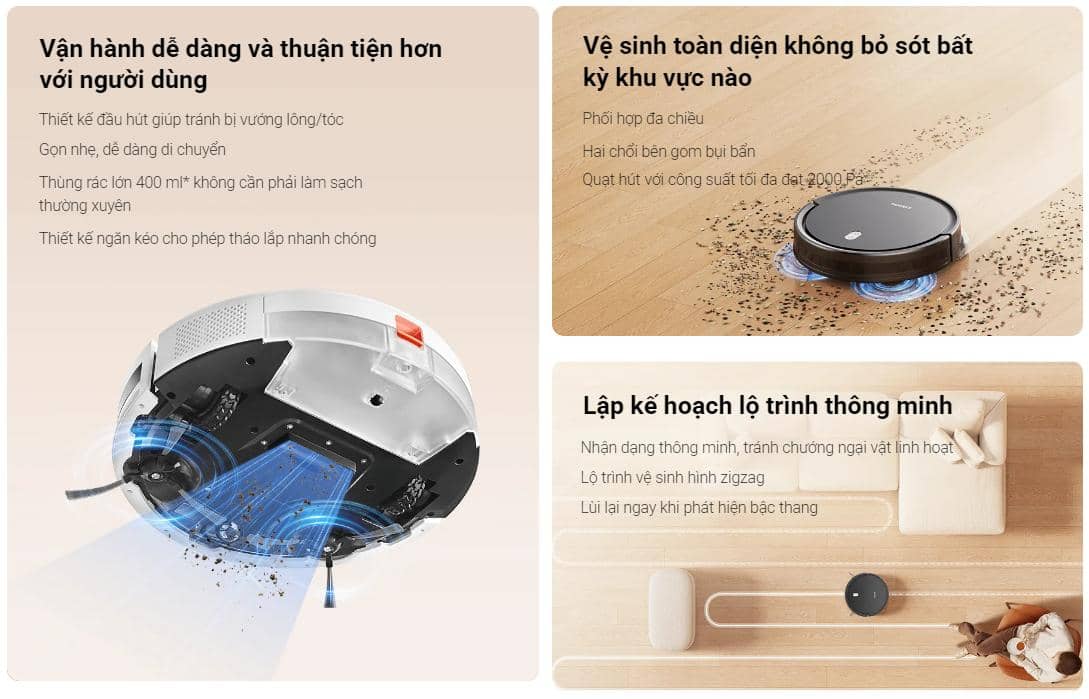 Robot hút bụi lau nhà Xiaomi Vacuum E5 White ảnh 2
