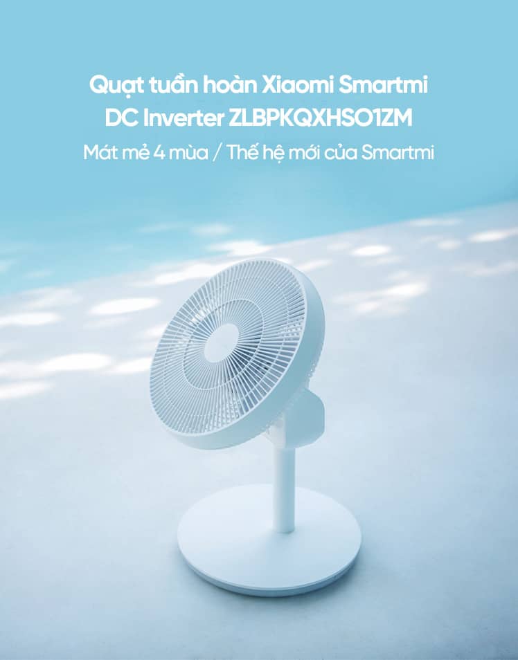 Quạt đứng tích điện tuần hoàn không khí Smartmi DC Inverter - ZLBPKQXHS01ZM - Màu trắng