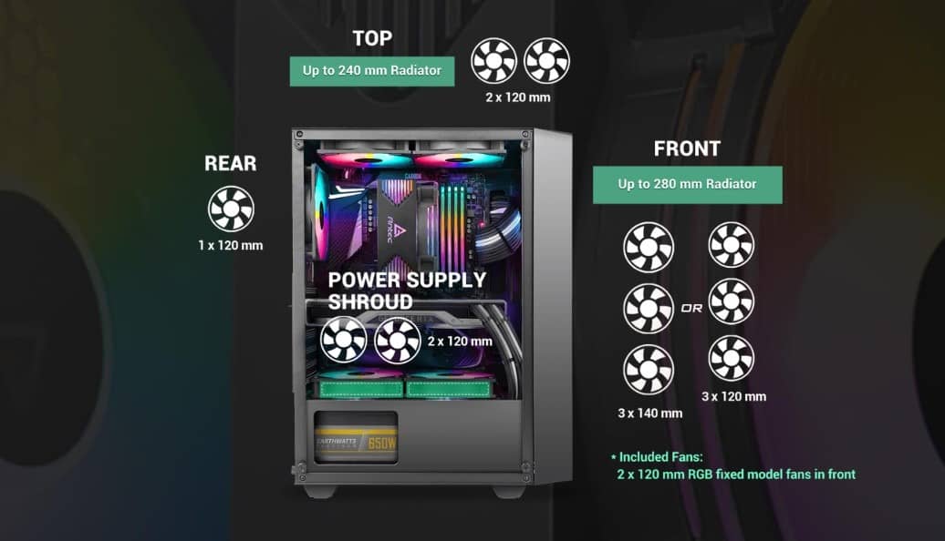 Vỏ case ANTEC NX270 TG (ATX/Màu đen/2 fan) 5