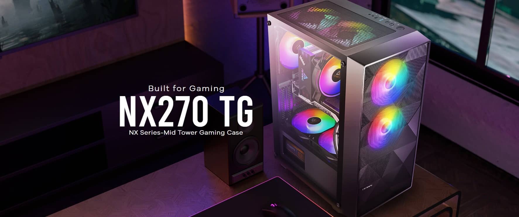 Vỏ case ANTEC NX270 TG (ATX/Màu đen/2 fan)